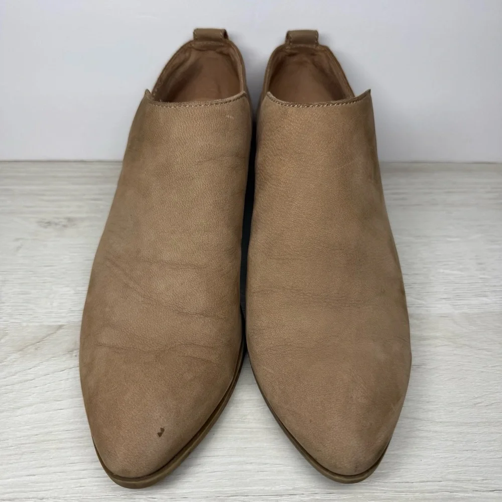 Frye Tan Leather Rowen Slip On Bootie Pointed Toe Ankle Boot 3475041 Size 8.5M